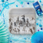 田舎の雪だるまのクリスマスファミリー ペーパープレート (パーティー)