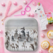 田舎の雪だるまのクリスマスファミリー ペーパープレート (パーティー)