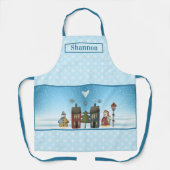 田舎の雪だるまの村の雪がたくさん エプロン (正面)