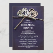 田舎の青いリハーサルディナーの招待 招待状 (正面/裏面)