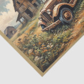 田舎の風景に放置された錆びたピックアップ 薄葉紙 (詳細)