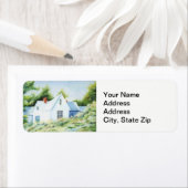 田舎の風景ウッドランドハウス裏庭。 ラベル (インサイチュ)