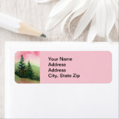 田舎の風景パインヒルズリッジピンクのスキー。 ラベル (インサイチュ)