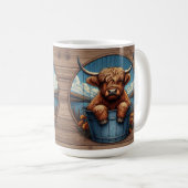 田舎の飾り素朴付き高地牛 コーヒーマグカップ (正面右)