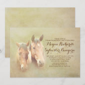 田舎の馬のカップルが結婚するパーティー 招待状 (正面/裏面)