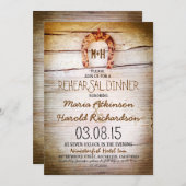 田舎の馬蹄形の木のリハーサルディナーの招待 招待状 (正面/裏面)