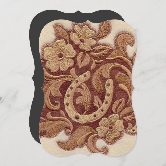 田舎の馬蹄形女性のカーボーイ西部の国フローラ 招待状 (正面/裏面)