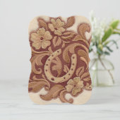 田舎の馬蹄形女性のカーボーイ西部の国フローラ 招待状 (スタンド正面)