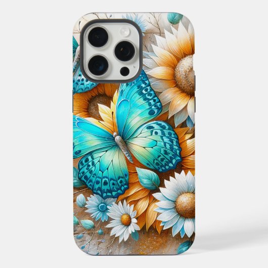 田舎の魅力:蝶とデイジー iPhoneケース (裏面)