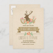 田舎の鹿の〔雄ジカの〕枝角は日付はがきを保存 案内ポストカード (正面/裏面)