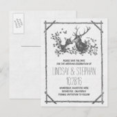 田舎の鹿は日付はがきを保存する 案内ポストカード (正面/裏面)