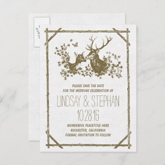 田舎の鹿は日付はがきを保存する 案内ポストカード (正面/裏面)