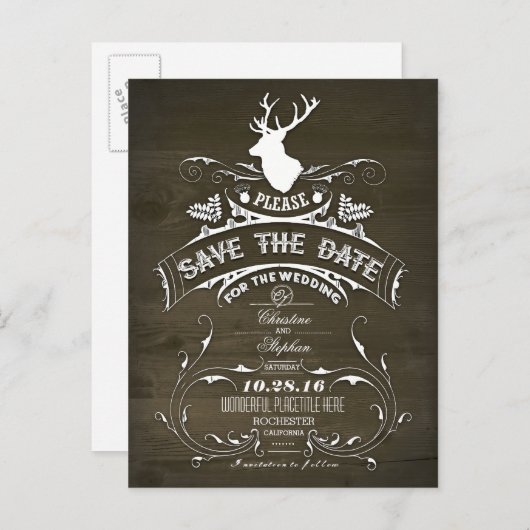 田舎の鹿は日付はがきを保存 案内ポストカード (正面/裏面)