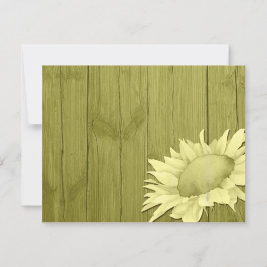 田舎ひまわりオリーブ緑の結婚式の日付を保存 セーブザデート (裏面)