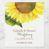 田舎ひまわり結婚の ワインラベル (シングルラベル)