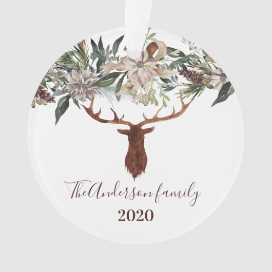 田舎モダンのフローラの葉は牛舎の休日 オーナメント (正面)