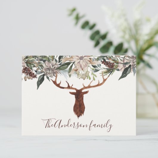 田舎モダンのフローラの葉は牛舎の休日 サンキューカード (スタンド正面)