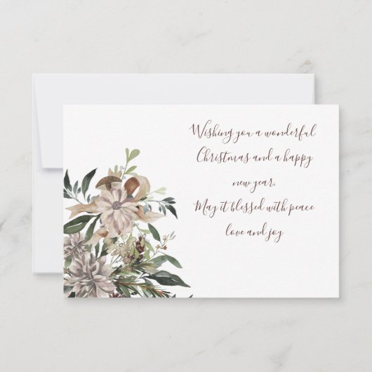 田舎モダンのフローラの葉は牛舎の休日 サンキューカード (裏面)