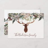 田舎モダンのフローラの葉は牛舎の休日 サンキューカード (正面/裏面)