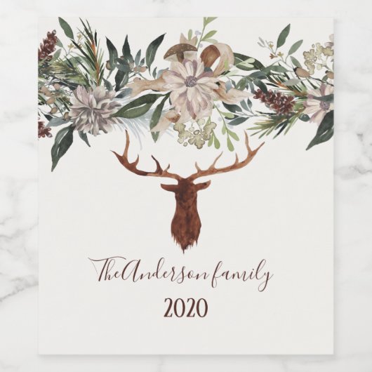 田舎モダンのフローラの葉は牛舎の休日 ワインラベル (シングルラベル)