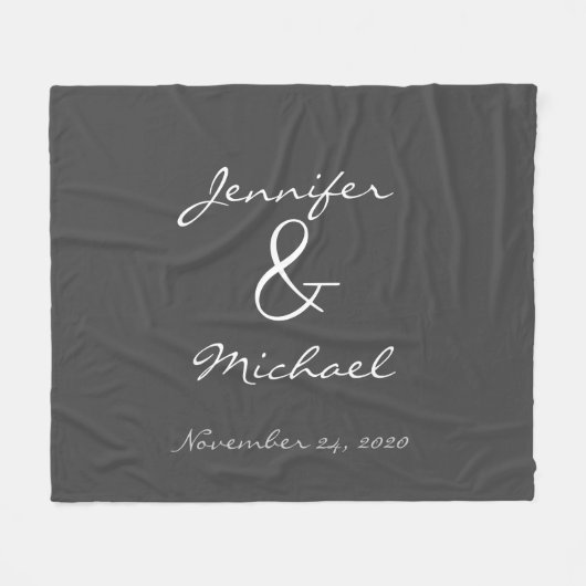 田舎モダンの新郎新婦結婚夫婦 フリースブランケット (正面(横))