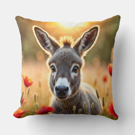 田舎ロバの不思議な目の平和芸術 クッション (正面)