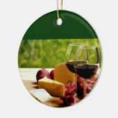 田舎ワイン、チーズ及びフルーツ セラミックオーナメント (左)