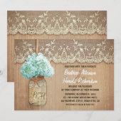 田舎地方のメイスンのヤニ結婚アジサイ 招待状 (正面/裏面)