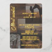 田舎地方の風景結婚コラージュ 箔招待状 (正面)