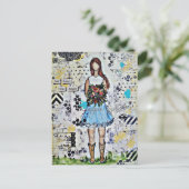 田舎娘。オリジナルミックスメディアアート ポストカード (スタンド正面)