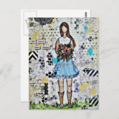 田舎娘。オリジナルミックスメディアアート ポストカード (正面/裏面)