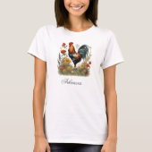 田舎家ニワトリの雄 鶏Tシャツ Tシャツ (正面)