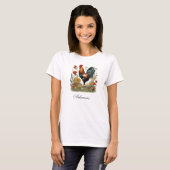 田舎家ニワトリの雄 鶏Tシャツ Tシャツ (正面フル)
