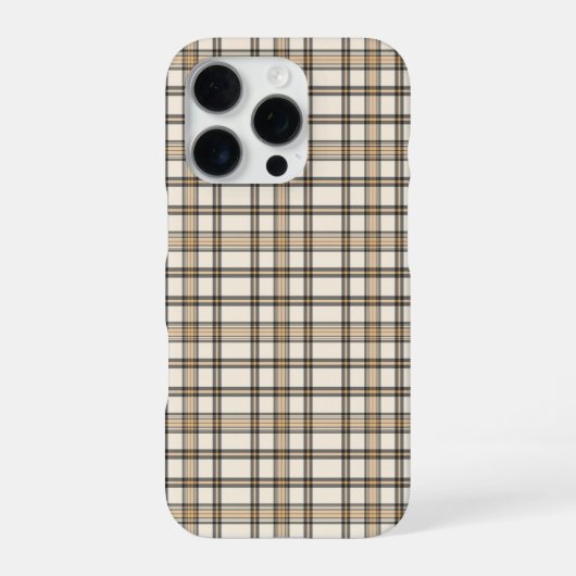 田舎家風のベージュとブラウンのチェックギフト iPhoneケース (裏面)