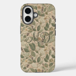 田舎家風フラワーボタニカルセージグリーン iPhone 16ケース