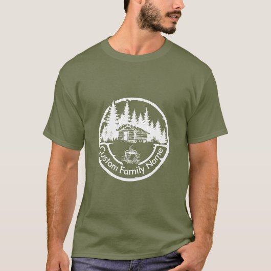 田舎家+カントリーサイン+カスタムファミリーネーム Tシャツ (正面)