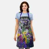 田舎庭カラフルの開花のパンジー エプロン (着用した状態)