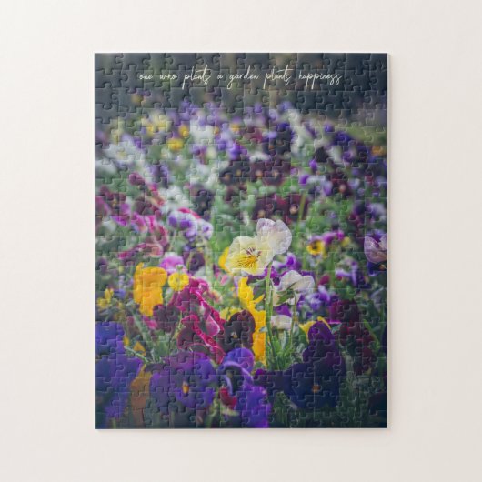田舎庭カラフルの開花のパンジー ジグソーパズル (縦)