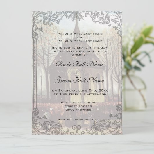 田舎教会の結婚式招待状 招待状 (スタンド正面)