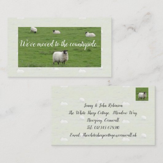 田舎新しい住所ヒツジカードへの移動 名刺 (正面/裏面)