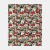 田舎村のクリスマスハウスに赤い屋根が フリースブランケット (正面)