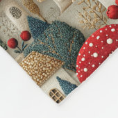 田舎村のクリスマスハウスに赤い屋根が フリースブランケット (角)