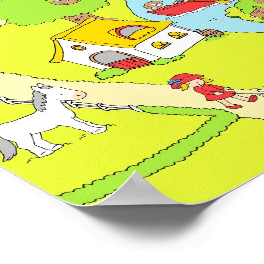 田舎村の風景 ポスター (角)