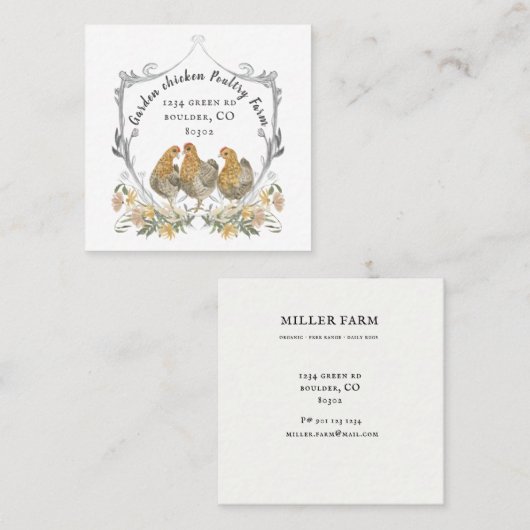 田舎水紋農家の名刺 スクエア名刺 (正面/裏面)