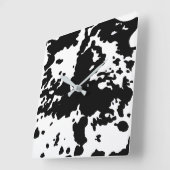 田舎牛の模様(白黒) スクエア壁時計 (傾斜)