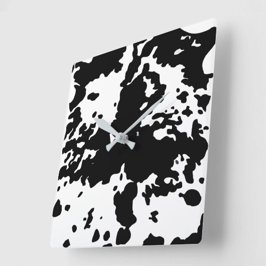 田舎牛の模様(白黒) スクエア壁時計 (傾斜)