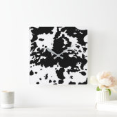 田舎牛の模様(白黒) スクエア壁時計 (ホーム)