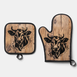 田舎牛 鍋つかみ&鍋敷きセット