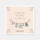 田舎物干し用の赤ちゃんシャワーの少し スタンダードカクテルナプキン (正面)