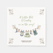 田舎物干し用の赤ちゃんシャワーの少し スタンダードカクテルナプキン (正面)